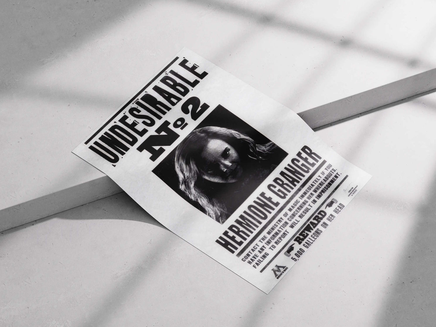 Hermione Granger "Undesirable No. 2" Harry Potter Wanted Poster - Ministry of Magic Propaganda Art Print