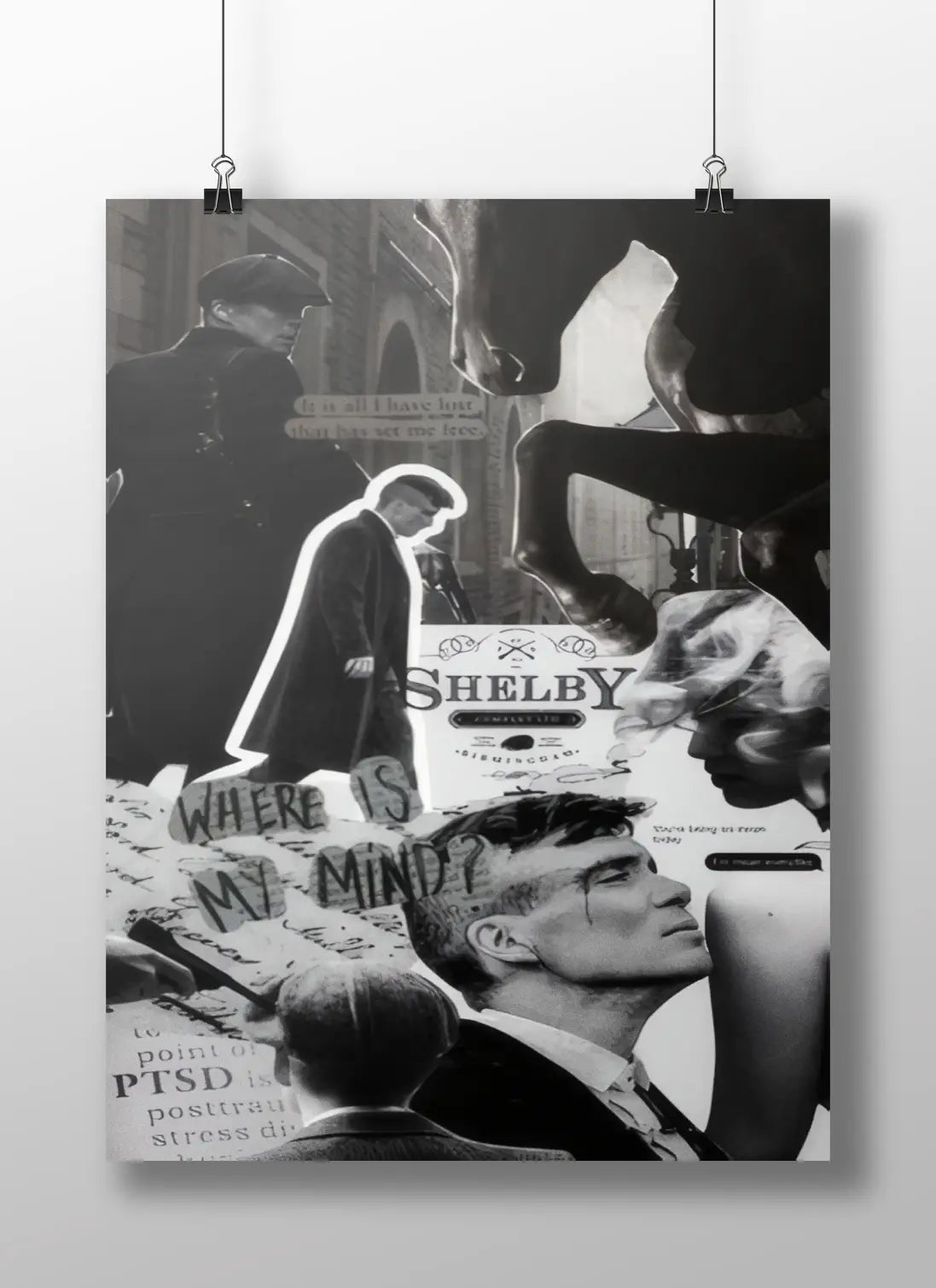 Peaky Blinders Tommy Shelby "Where Is My Mind?" Inner Turmoil Collage Poster - Mental Health & Gangster Art Print