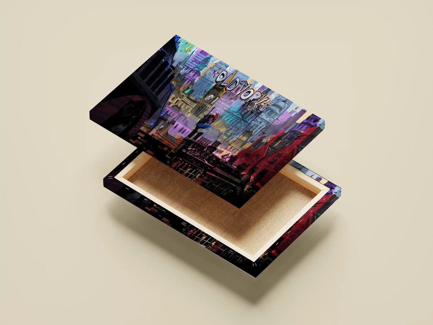 Old York Graffiti Cityscape Poster | Urban Street Art Wall Decor with Retro City Vibes