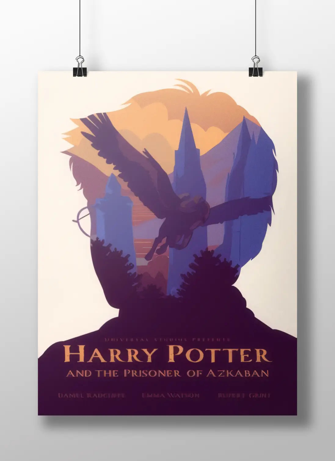 Harry Potter and the Prisoner of Azkaban Minimalist Movie Art Poster - Hogwarts & Buckbeak Silhouette Print