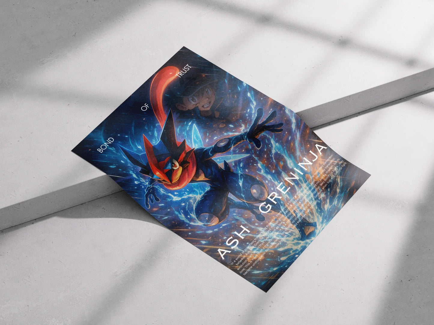 Ash-Greninja "Bond of Trust" Anime Poster – Pokémon Evolution Wall Art for Fans