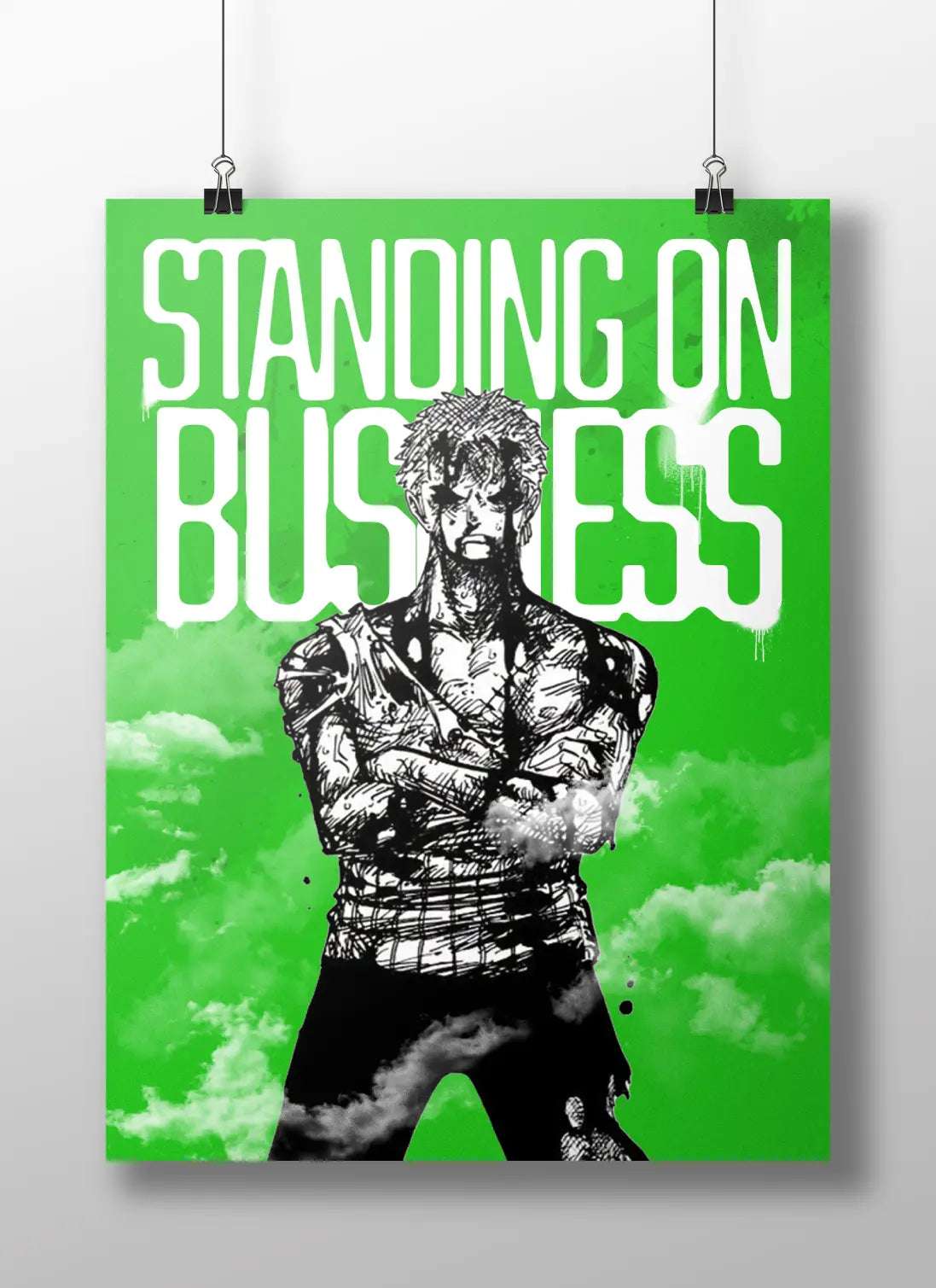 Standing on Business Poster – Bold Anime Style Wall Art | Motivational Manga Artwork