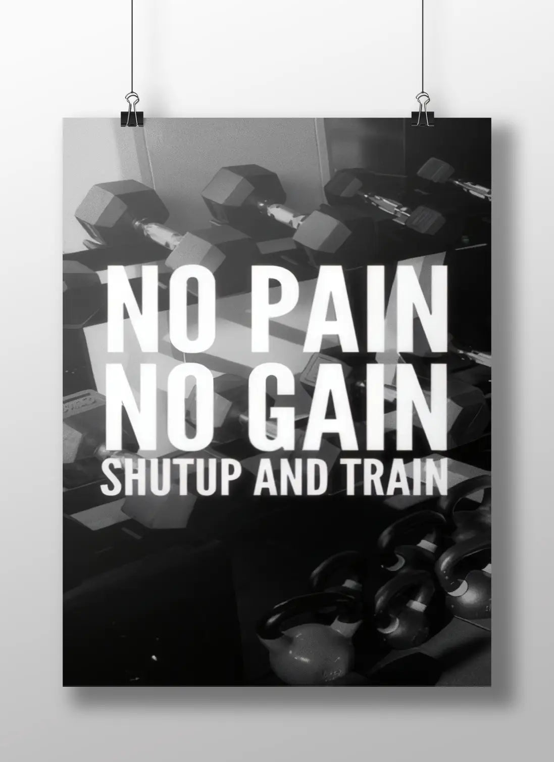 No Pain No Gain Gym Poster | Bold Motivational Workout Wall Art