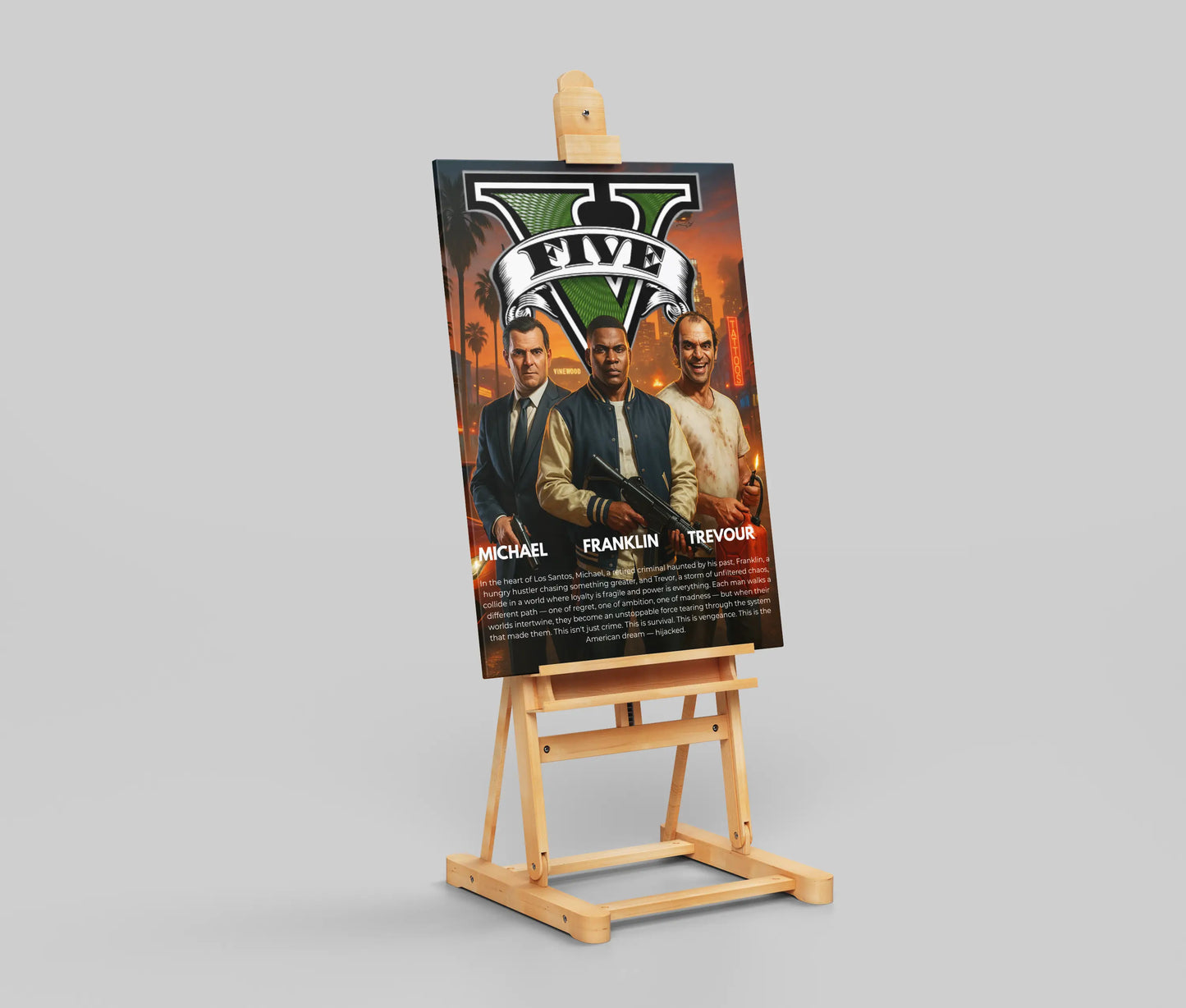 GTA 5 Poster – Michael, Franklin & Trevor | Grand Theft Auto V Wall Art for Gamers