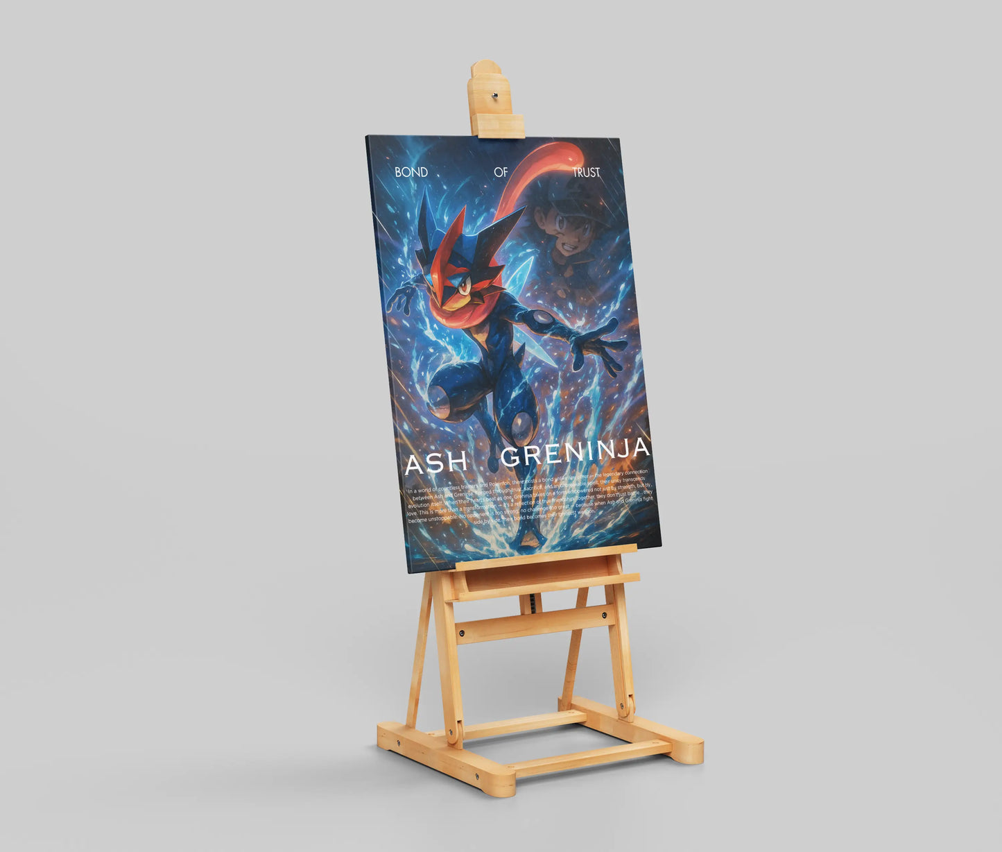 Ash-Greninja "Bond of Trust" Anime Poster – Pokémon Evolution Wall Art for Fans