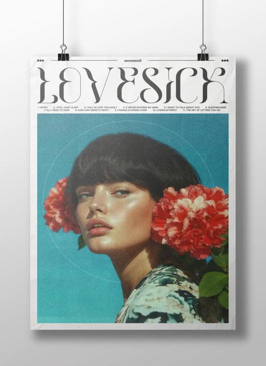 Lovesick Poster – Retro Editorial Aesthetic Wall Art | Bold Female Portrait Print
