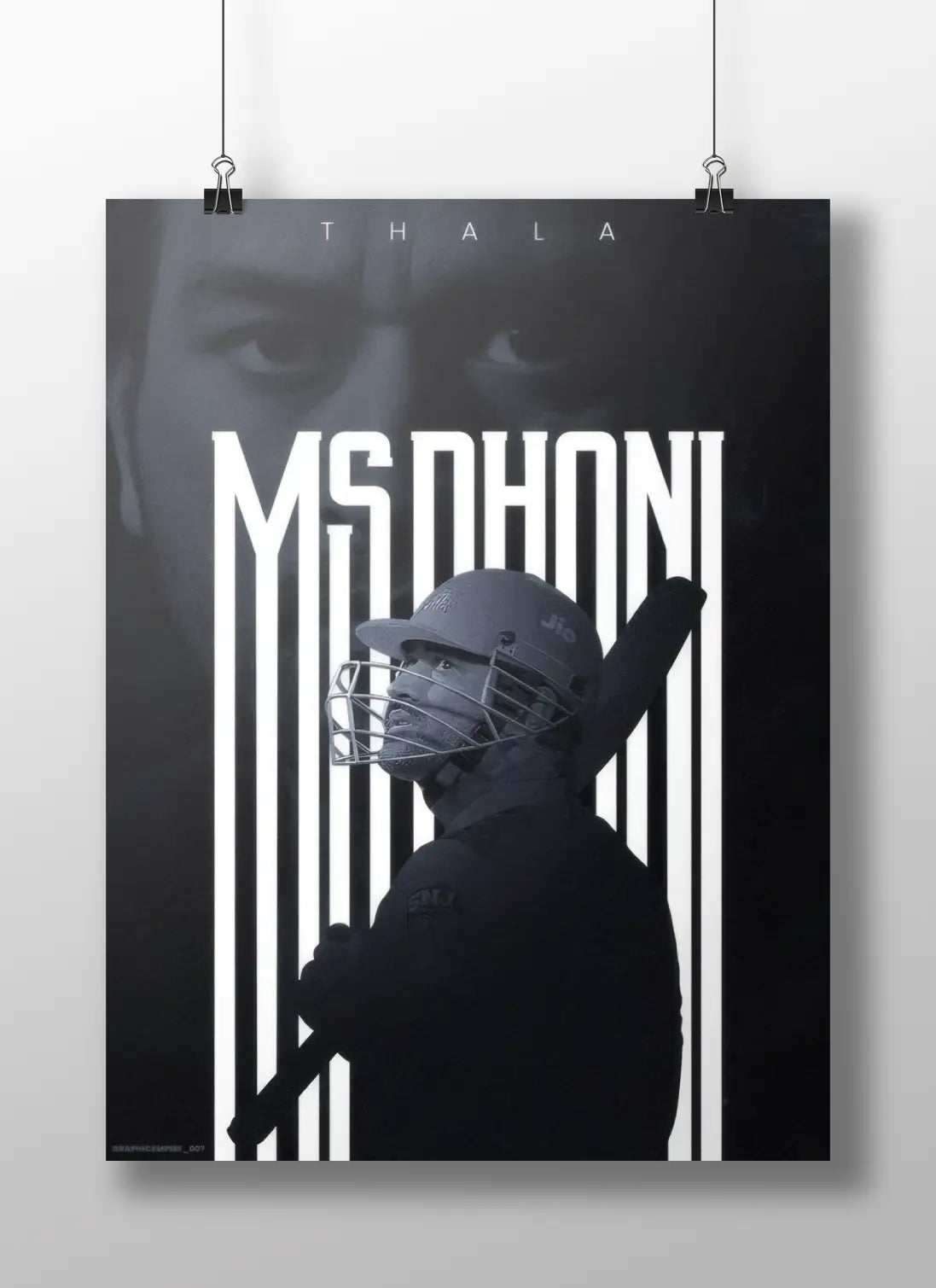 MS Dhoni “THALA” Poster – Minimalist Cricket Wall Art Tribute (CSK Captain Cool)