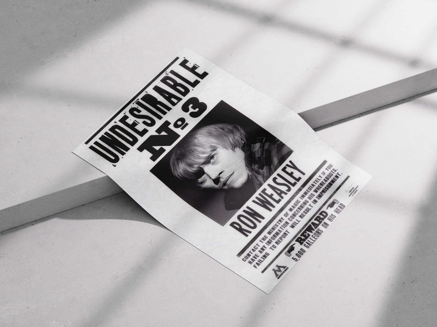 Ron Weasley "Undesirable No. 3" Harry Potter Wanted Poster - Ministry of Magic Propaganda Art Print