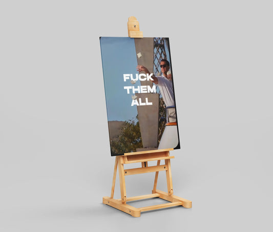 "Fuck Them All" Wolf of Wall Street Money Toss Movie Poster - Leonardo DiCaprio Financial Success Print