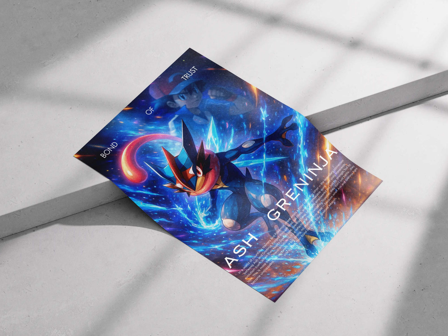 Ash-Greninja "Bond of Trust" Anime Poster – Pokémon Evolution Wall Art for Fans