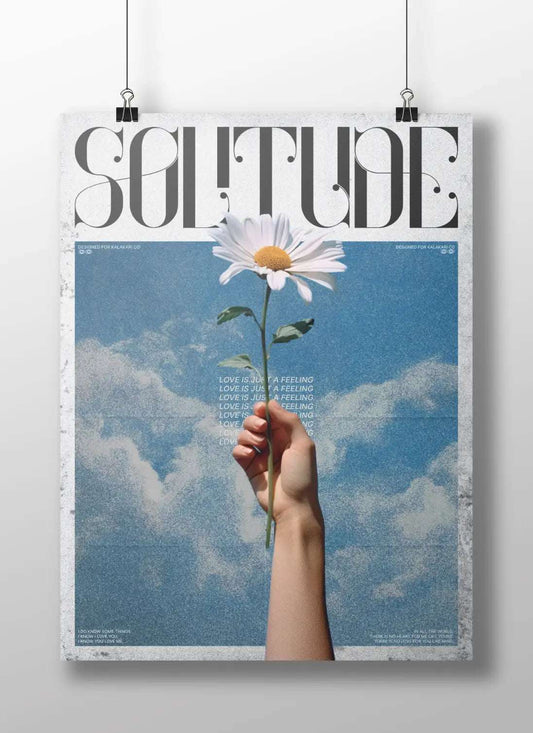 Solitude Poster – Dreamy Aesthetic Wall Art | Minimal Sky & Flower Print for Calm Spaces