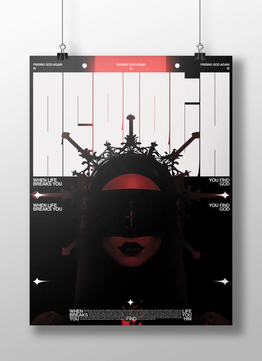 "REBIRTH" Dark Spiritual Art Poster - Finding God Again & When Life Breaks You Gothic Print