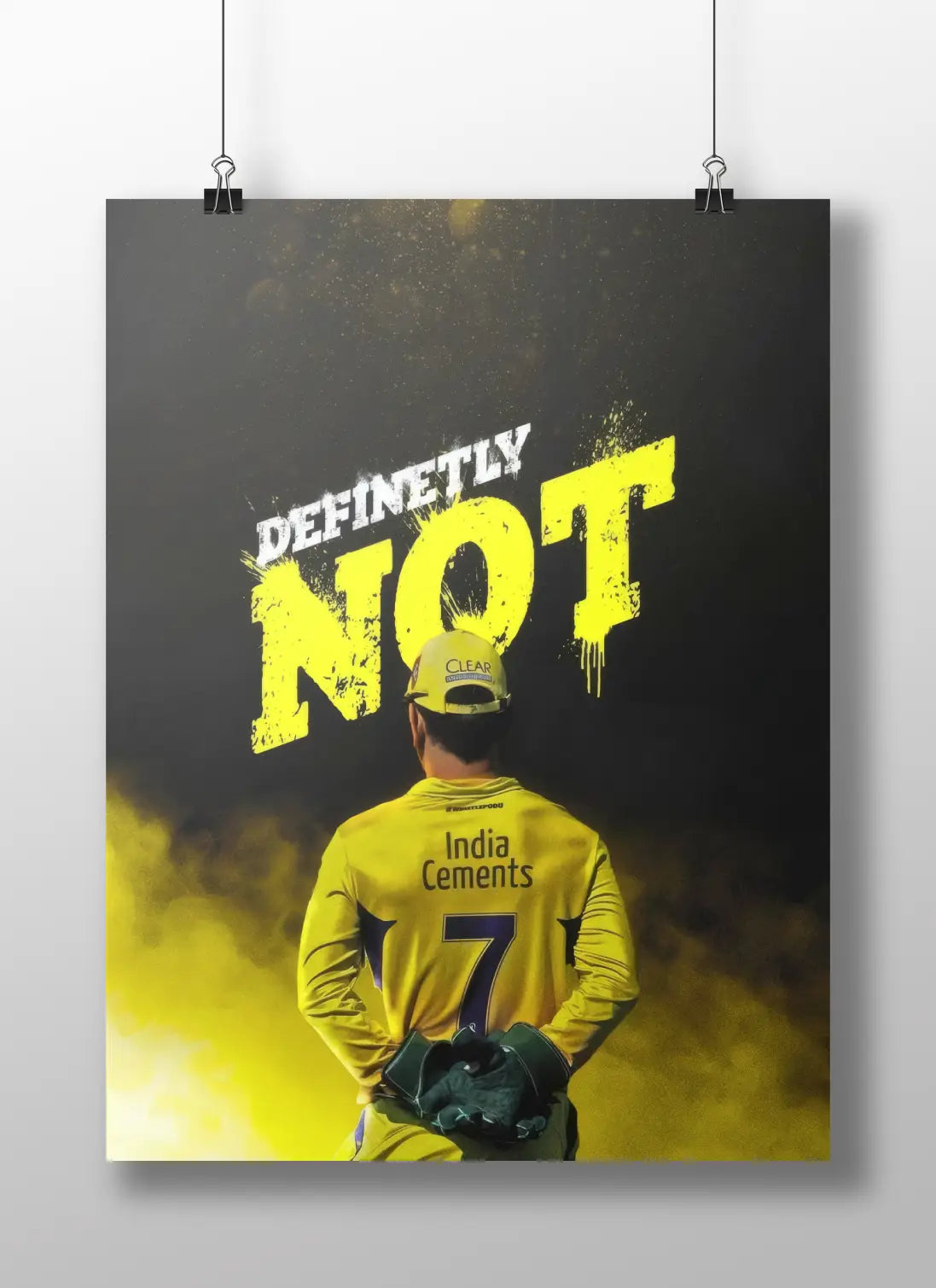 MS Dhoni “Definitely Not” Poster – CSK Captain Cool Retirement Quote Wall Art