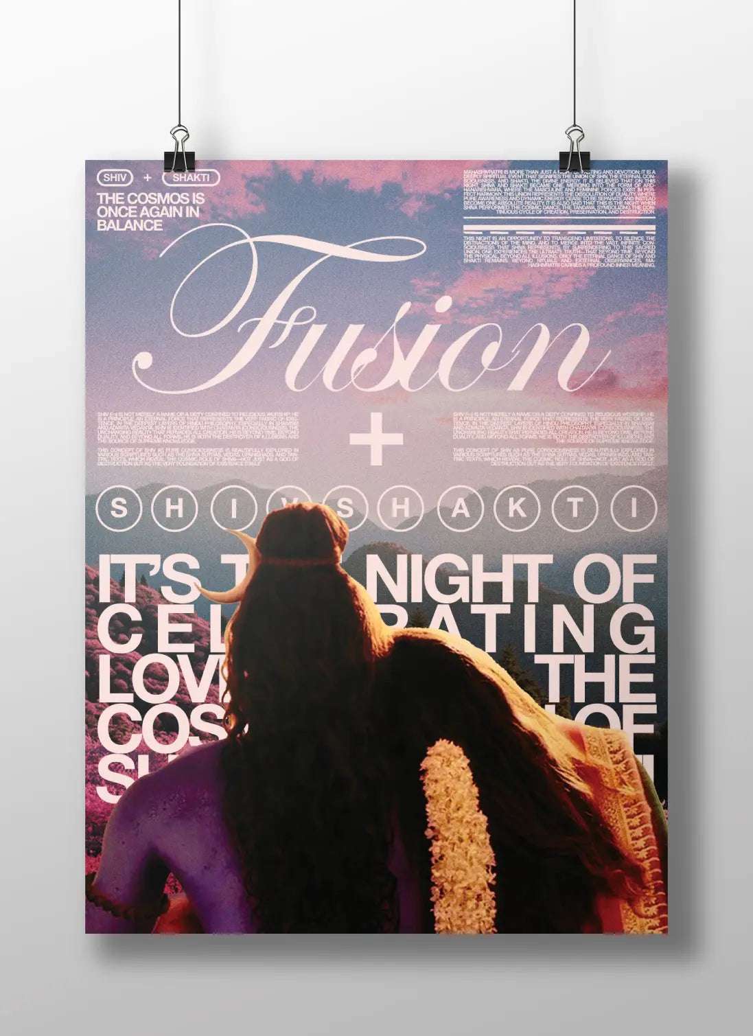 Shiv Shakti "Fusion" Divine Balance Indian Mythology Poster - Cosmic Love & Spiritual Union Art Print