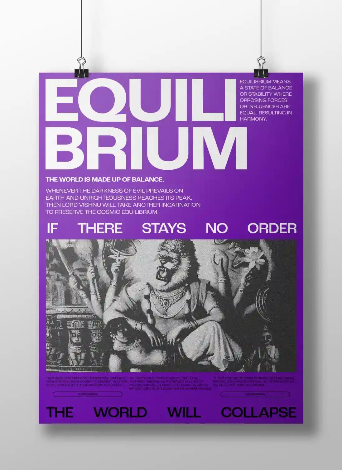 Equilibrium Poster – Lord Narasimha Wall Art | Dharma & Balance Concept Print