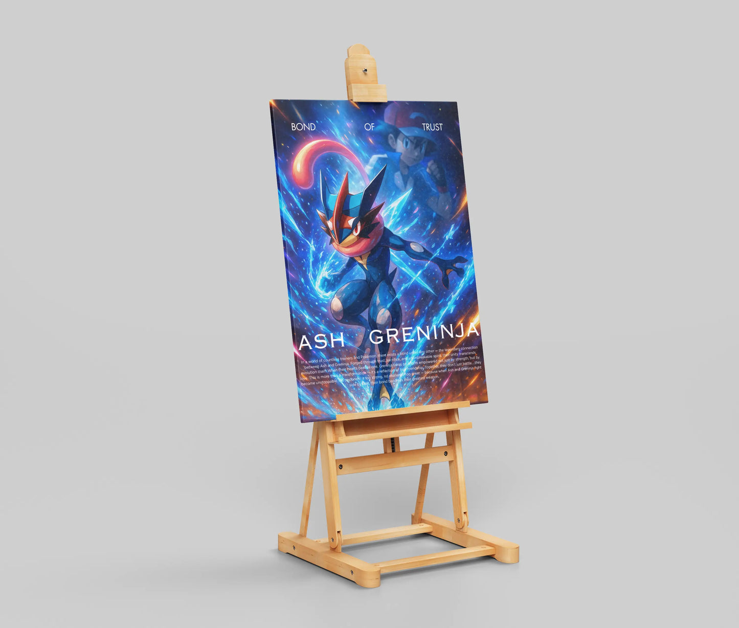 Ash-Greninja "Bond of Trust" Anime Poster – Pokémon Evolution Wall Art for Fans