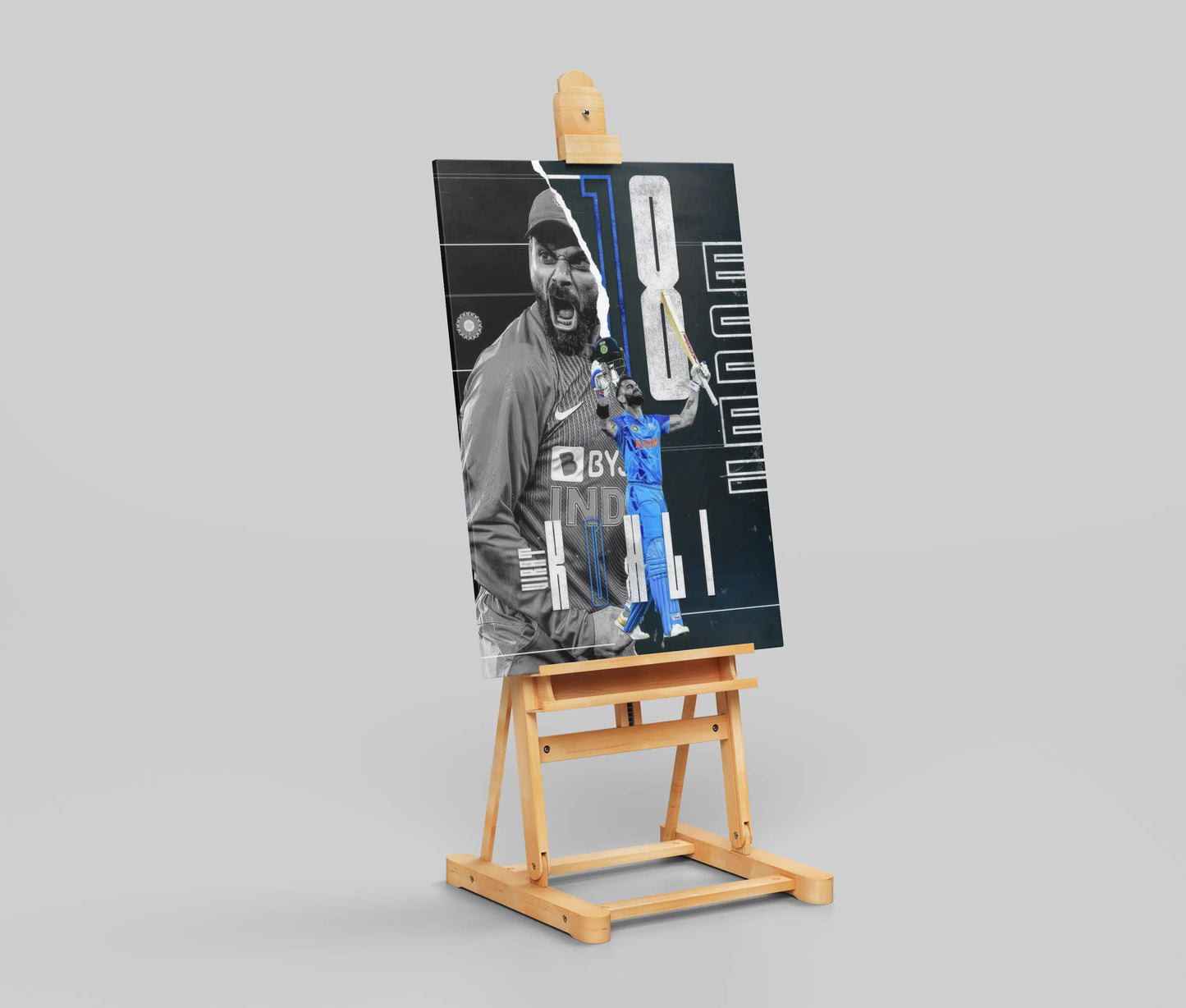 Virat Kohli “18” Poster – Aggressive Cricket Wall Art for Fans & Collectors (King Kohli Tribute)