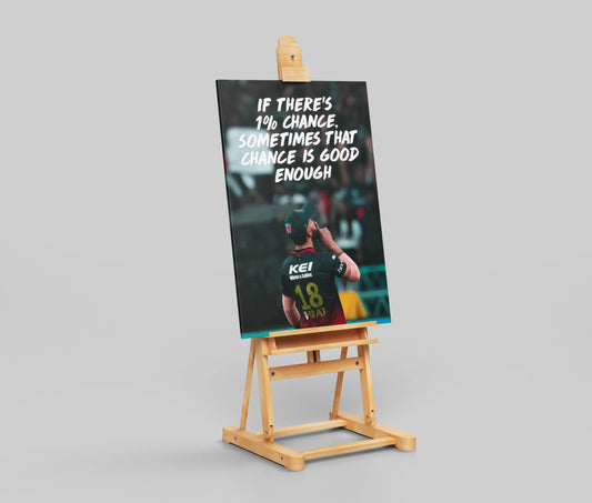 Virat Kohli 1% Chance Motivational Poster – RCB Cricket Wall Art Quote Print