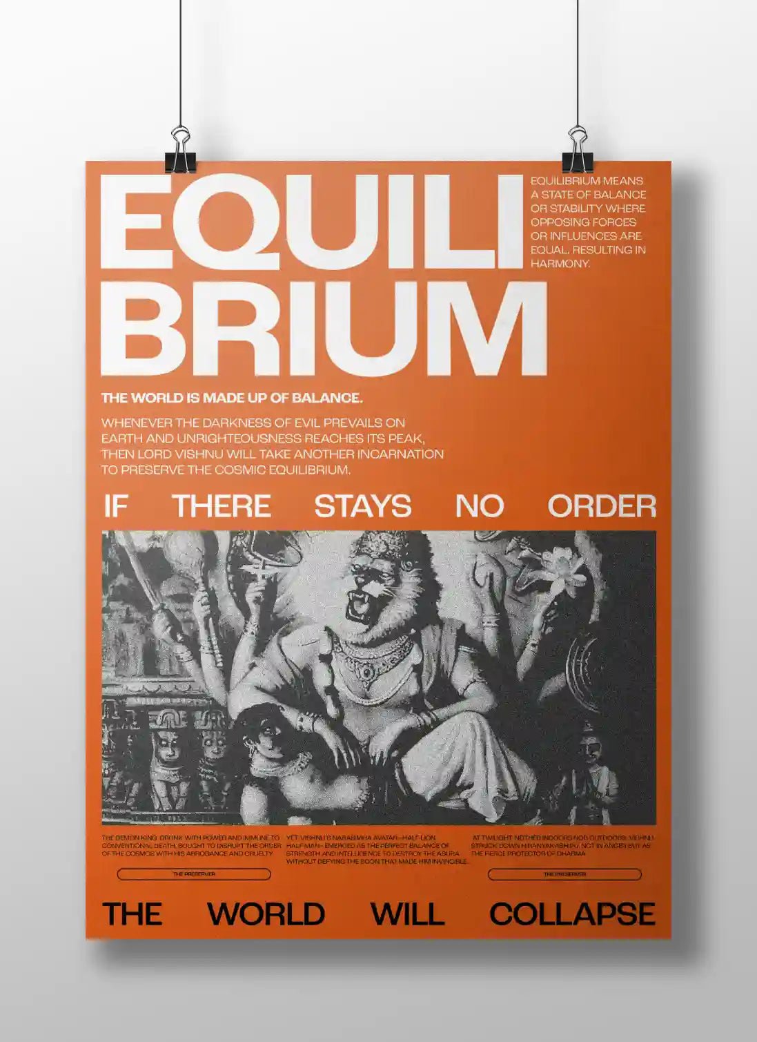 Equilibrium Poster – Lord Narasimha Wall Art | Dharma & Balance Concept Print