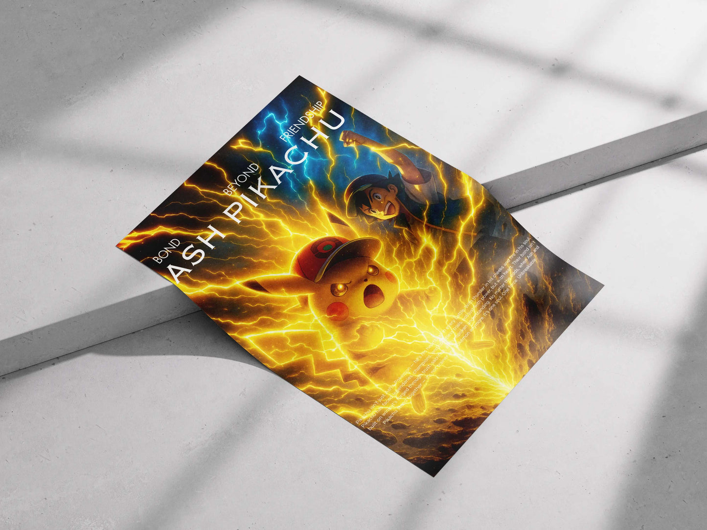 Ash & Pikachu "Bond Beyond Friendship" Poster – Pokémon Lightning Wall Art