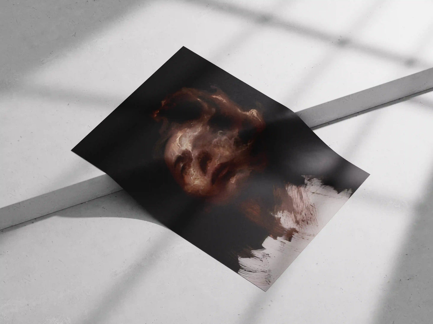 Dark Emotional Abstract Face Art Print | Surreal Horror-Inspired Portrait Poster