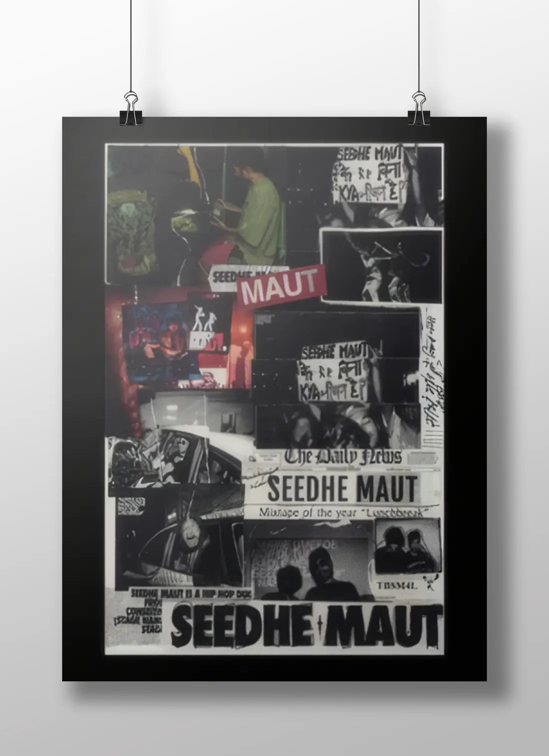 Seedhe Maut Zine-Style Collage Poster – Desi Hip-Hop Scrapbook Art | Underground Rap Tribute Wall Print