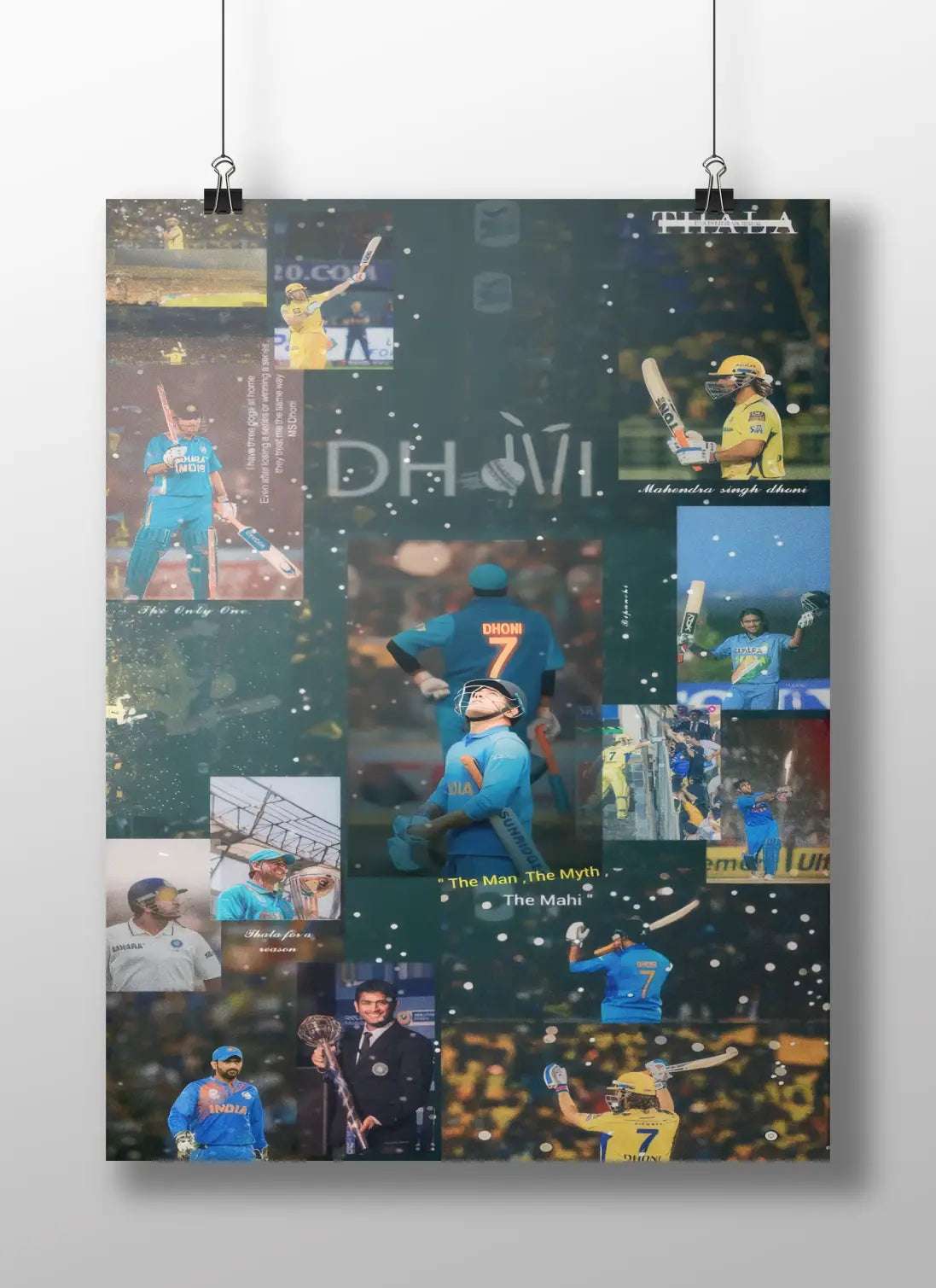 MS Dhoni Poster – Iconic Career Tribute Collage | Thala CSK & India Cricket Wall Art