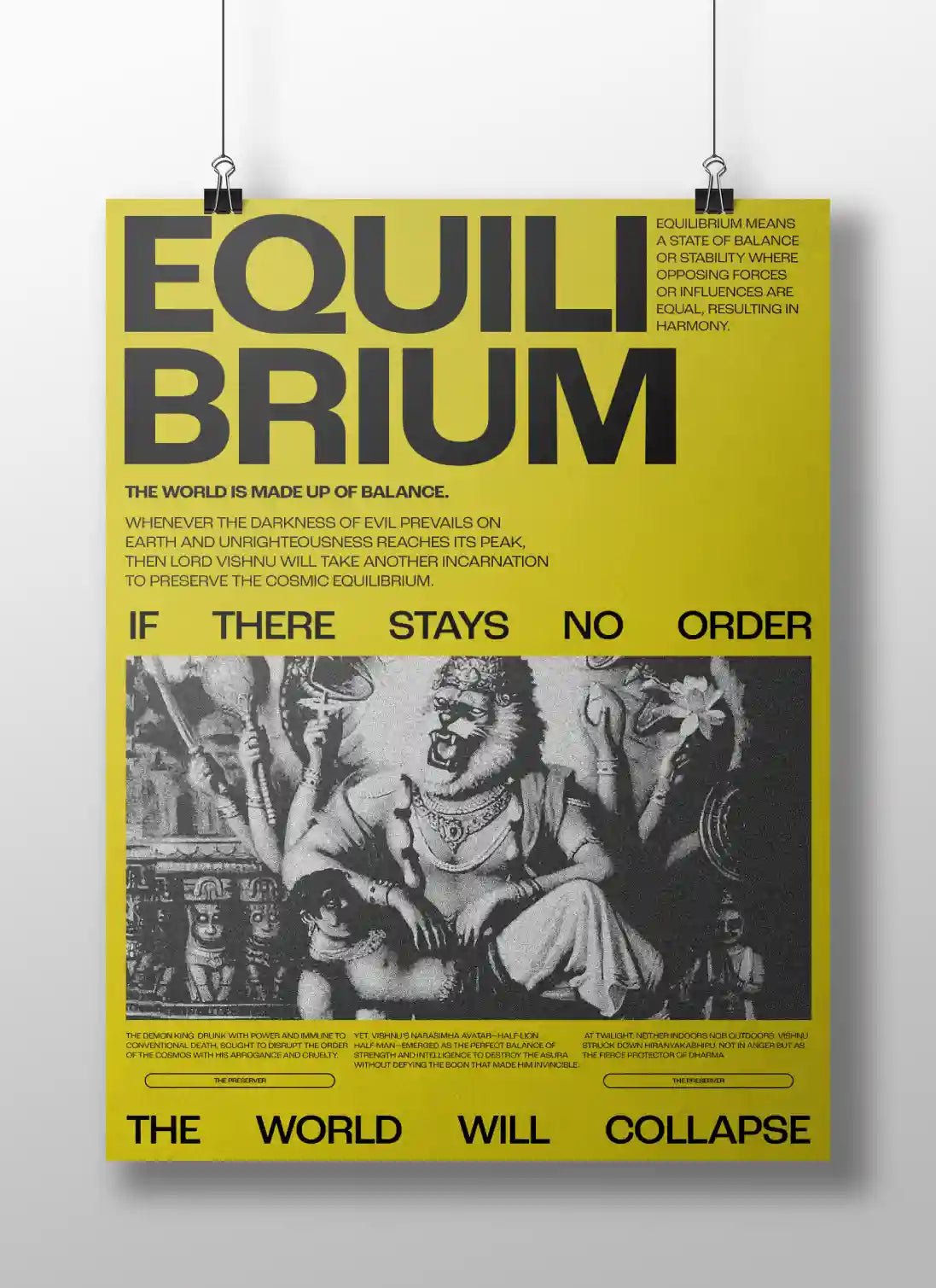 Equilibrium Poster – Lord Narasimha Wall Art | Dharma & Balance Concept Print