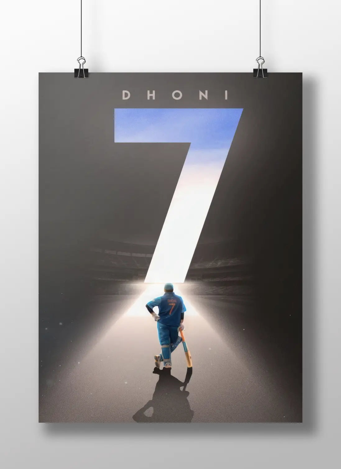 MS Dhoni No. 7 Poster – Cricket Legend Farewell Tribute | Captain Cool Wall Art