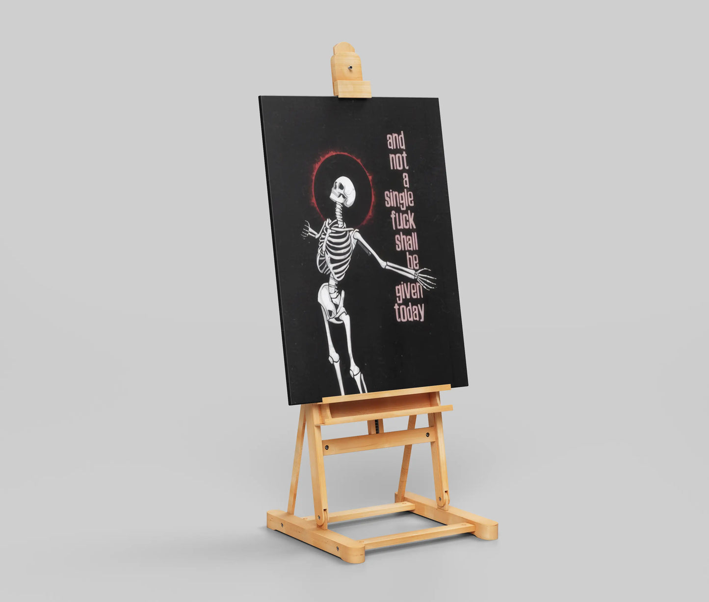 Skeleton Zero F*cks Given Poster | Dark Humor Gothic Wall Art Print