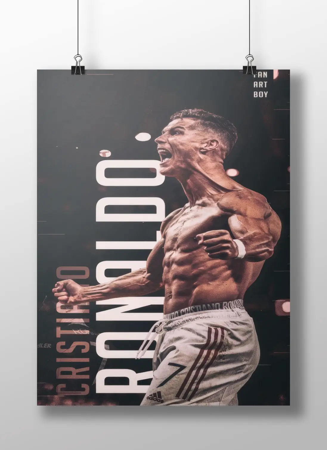Cristiano Ronaldo Shirtless Celebration Poster – Beast Mode Goal Pose Wall Art
