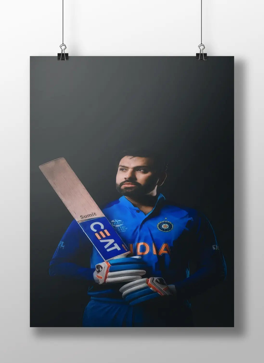 Rohit Sharma Minimalist Poster – India Cricket Captain Portrait Wall Art