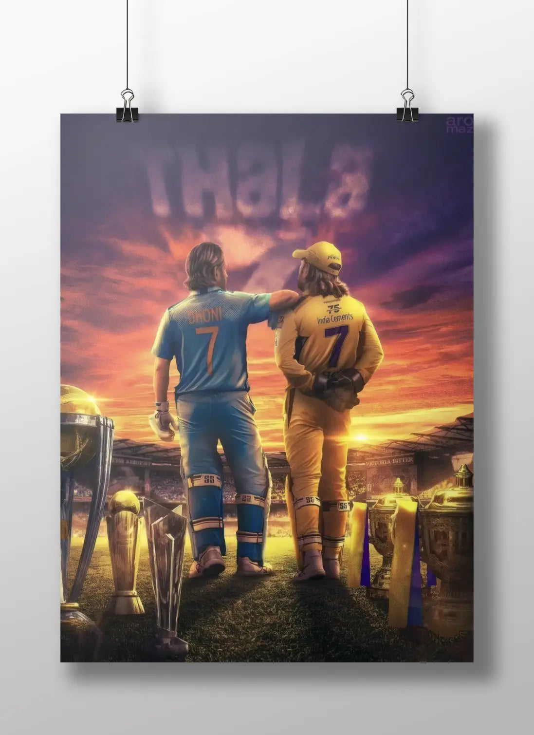 MS Dhoni Thala Legacy Poster – World Cup & CSK IPL Champion Tribute Wall Art