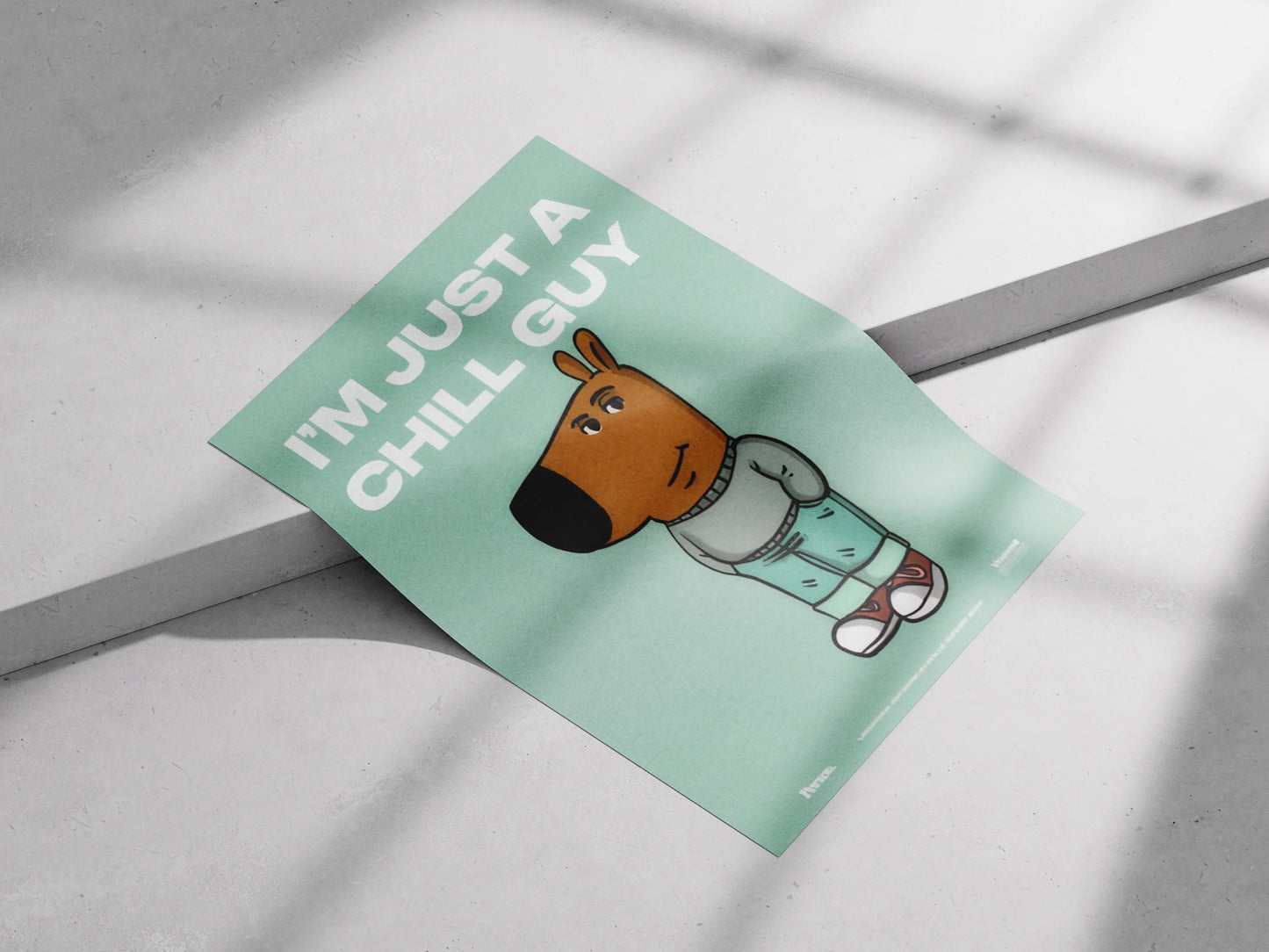 Chill Cartoon Poster | Cute Minimalist Animal Art Print for Room Decor