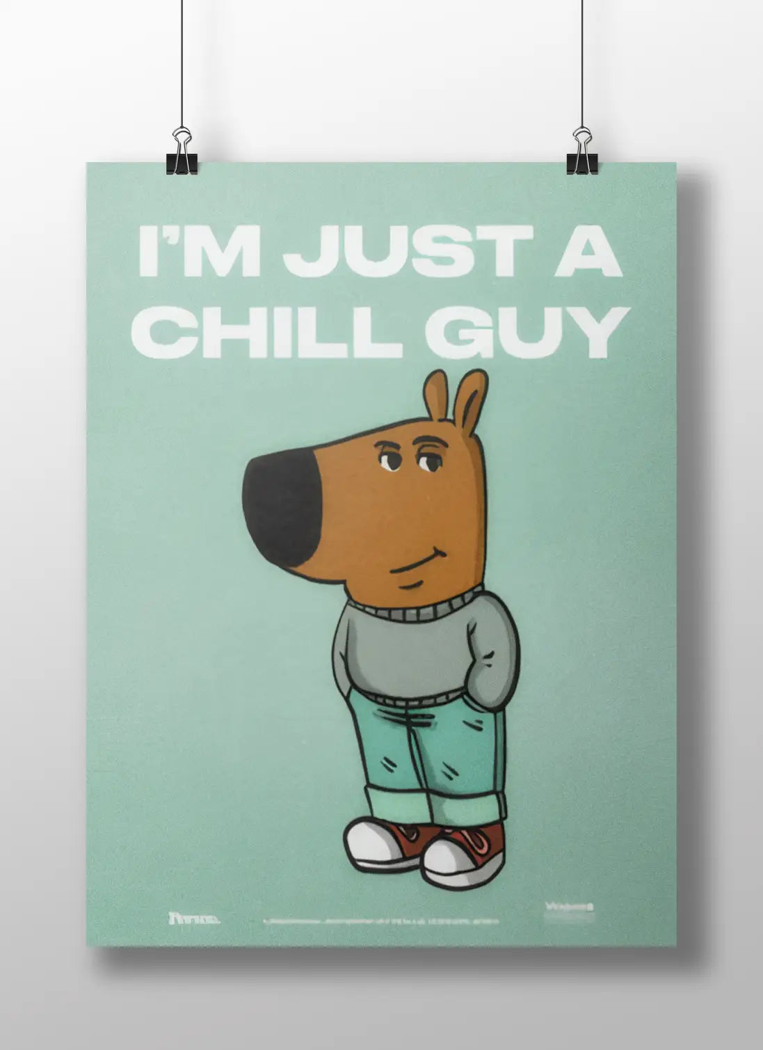 Chill Cartoon Poster | Cute Minimalist Animal Art Print for Room Decor