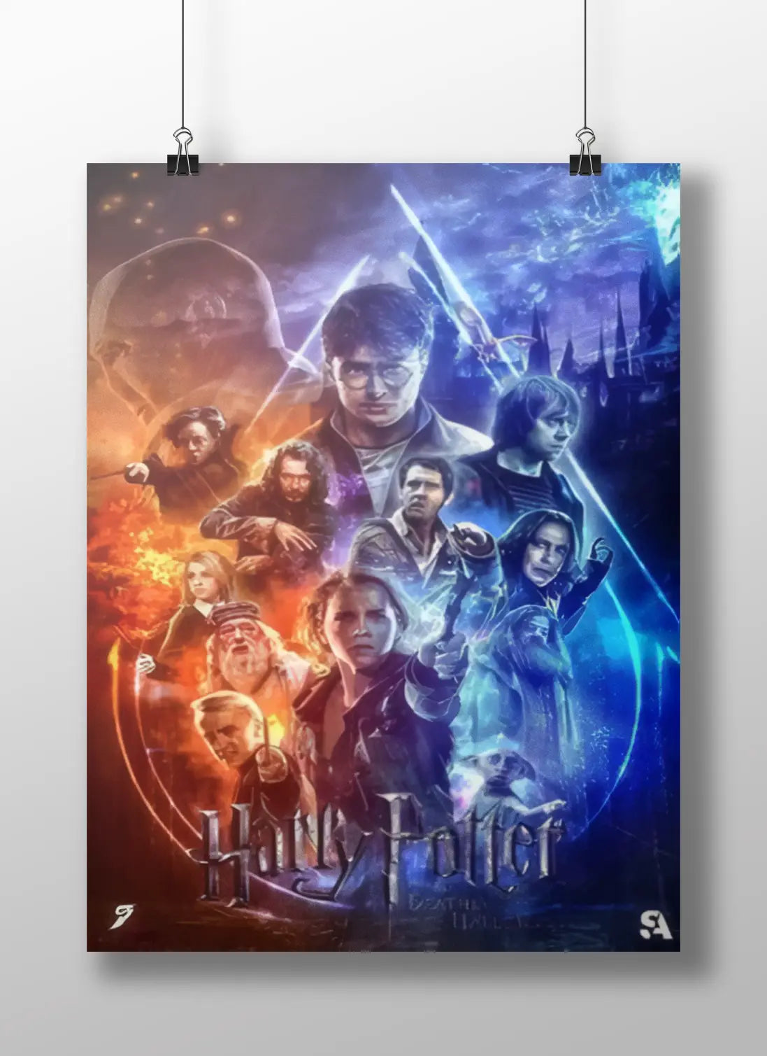 Harry Potter and the Deathly Hallows Epic Movie Poster - Battle of Hogwarts & Character Composite Art Print