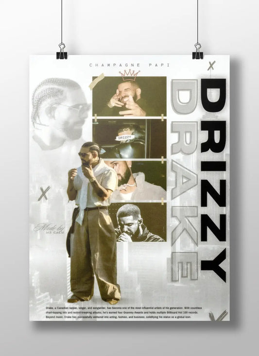 Drake Collage Poster | Champagne Papi Aesthetic Wall Art for Hip-Hop & Rap Fans
