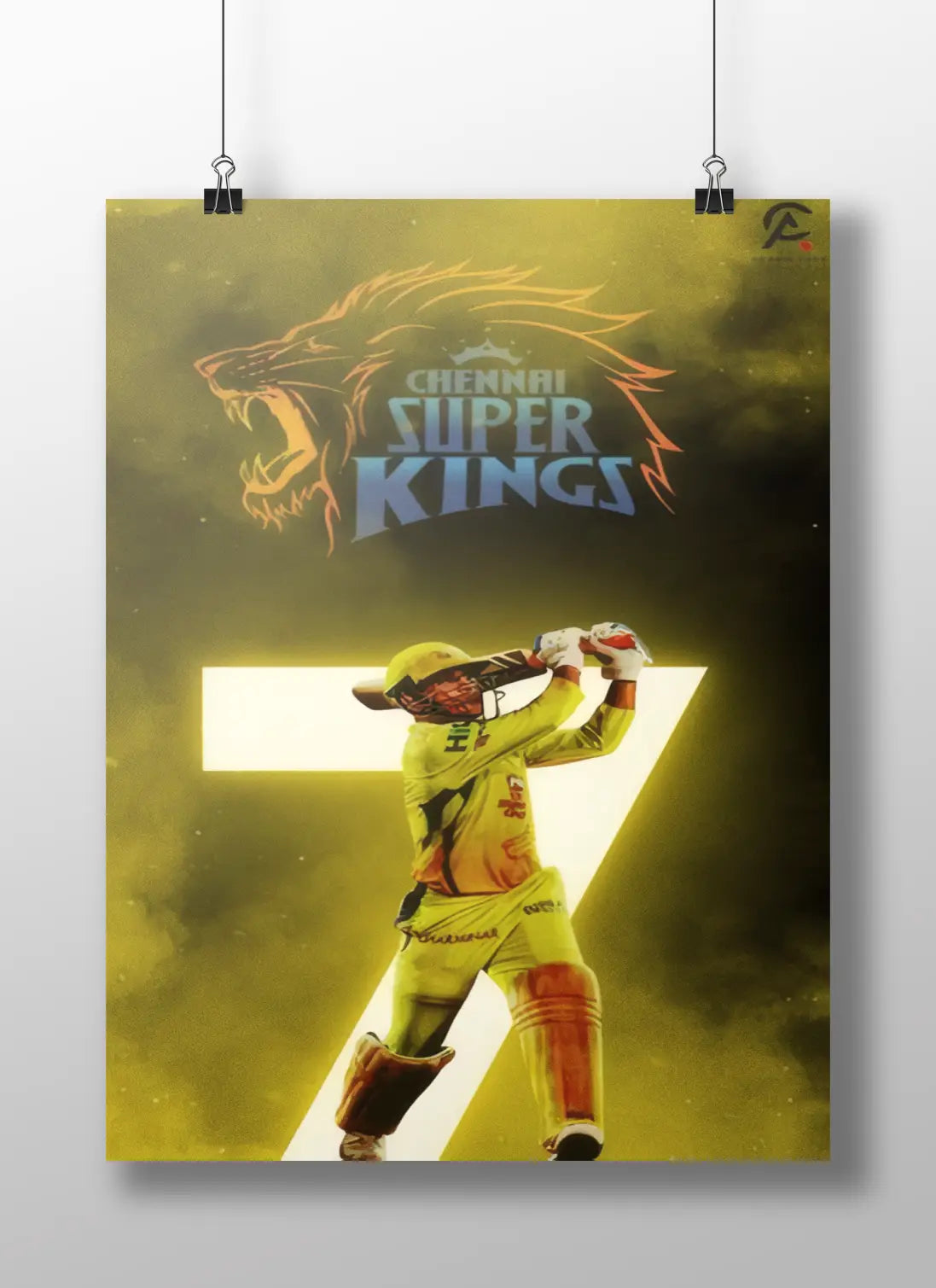 MS Dhoni CSK Poster – Chennai Super Kings Captain Tribute | Yellow Army No.7 Wall Art