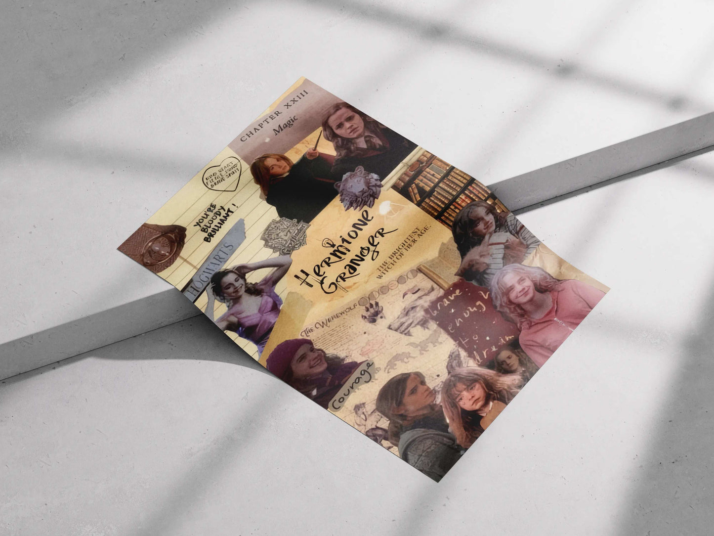 Hermione Granger Collage Art Poster - "Brightest Witch" Harry Potter Fan Scrapbook Print