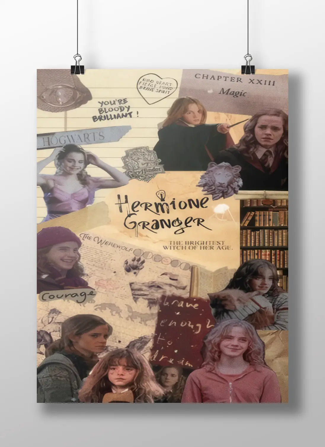 Hermione Granger Collage Art Poster - "Brightest Witch" Harry Potter Fan Scrapbook Print