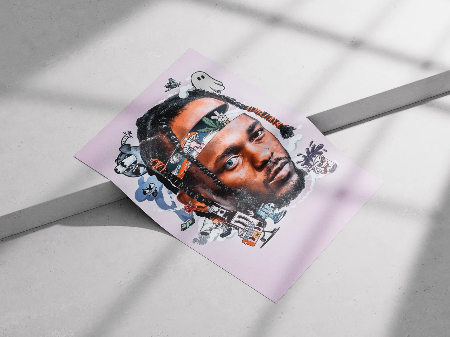 Offset Rap Portrait Poster | Urban Collage Wall Art with Hip-Hop Graffiti Aesthetic