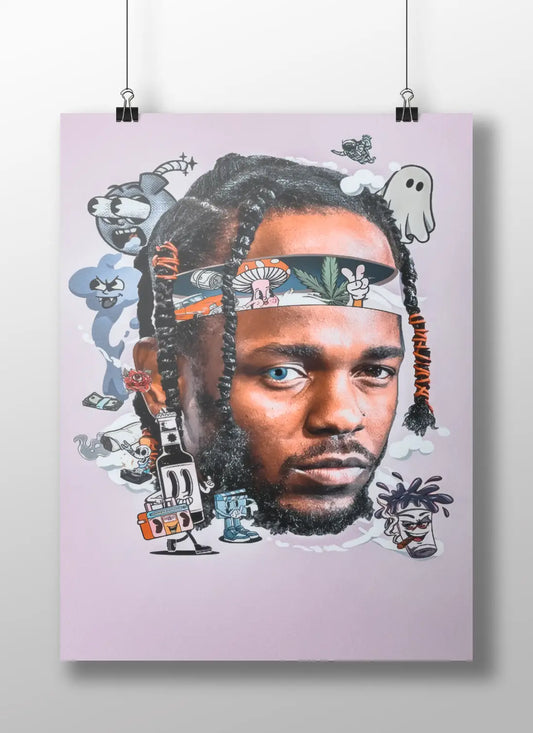 Offset Rap Portrait Poster | Urban Collage Wall Art with Hip-Hop Graffiti Aesthetic