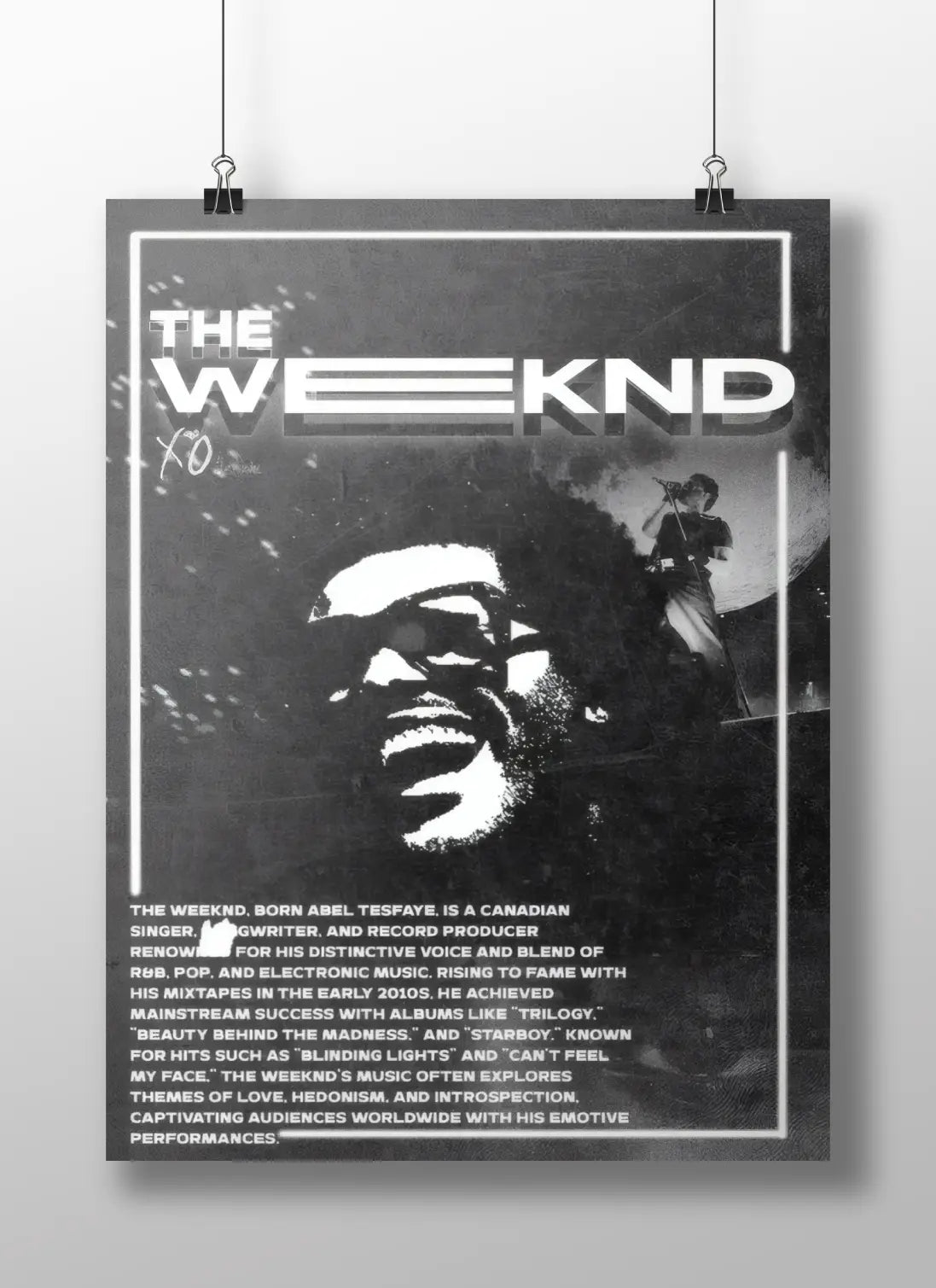 The Weeknd Poster | XO Black & White Retro Aesthetic Music Print