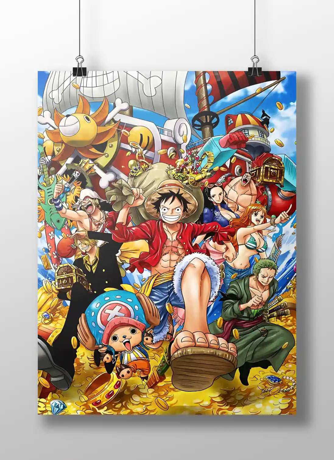 One Piece Straw Hat Pirates Grand Adventure Anime Poster - Luffy Crew & Thousand Sunny Treasure Art Print