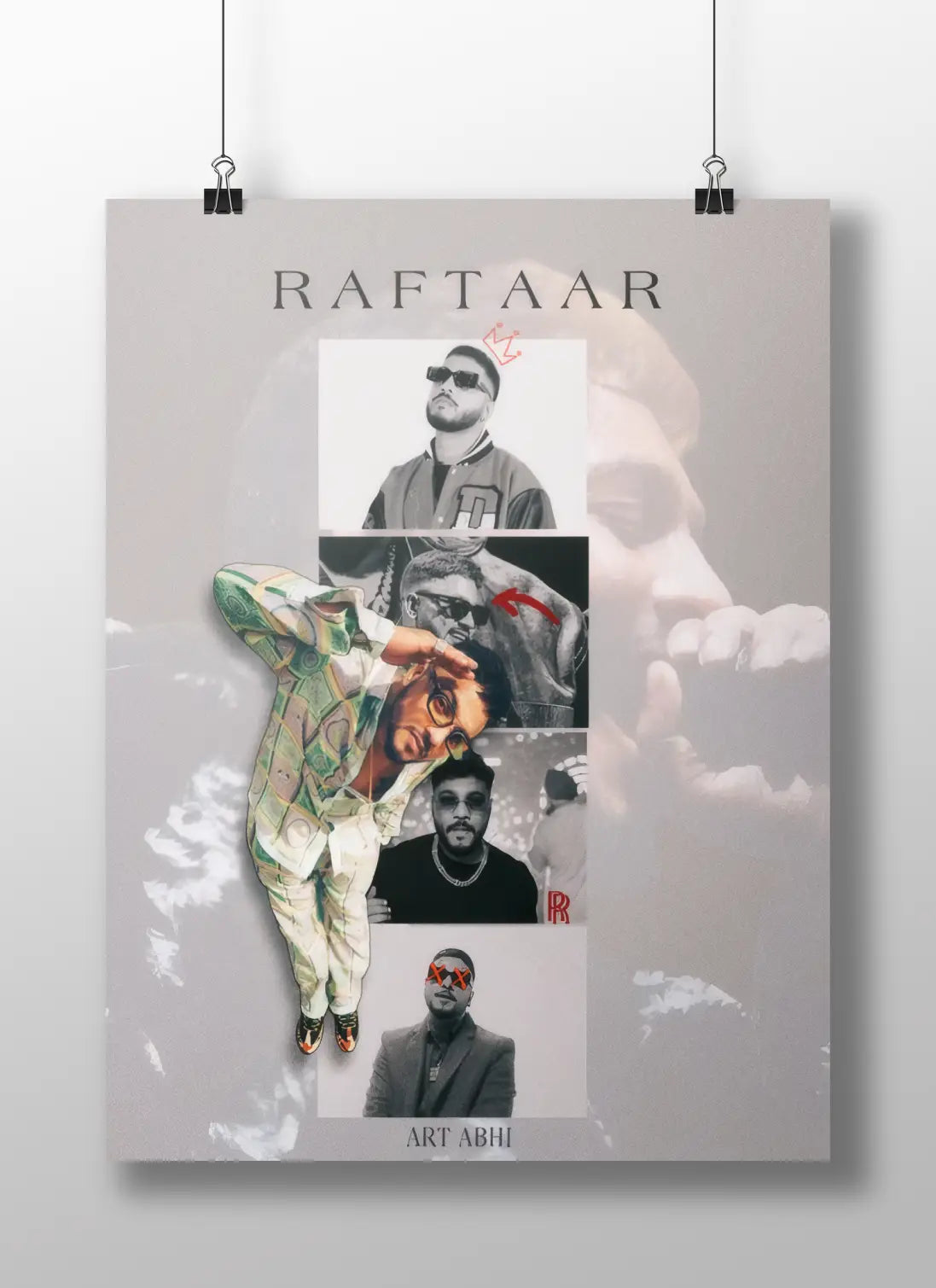 Raftaar Poster – Desi Hip-Hop Tribute Art Collage | Indian Rap Icon Wall Decor