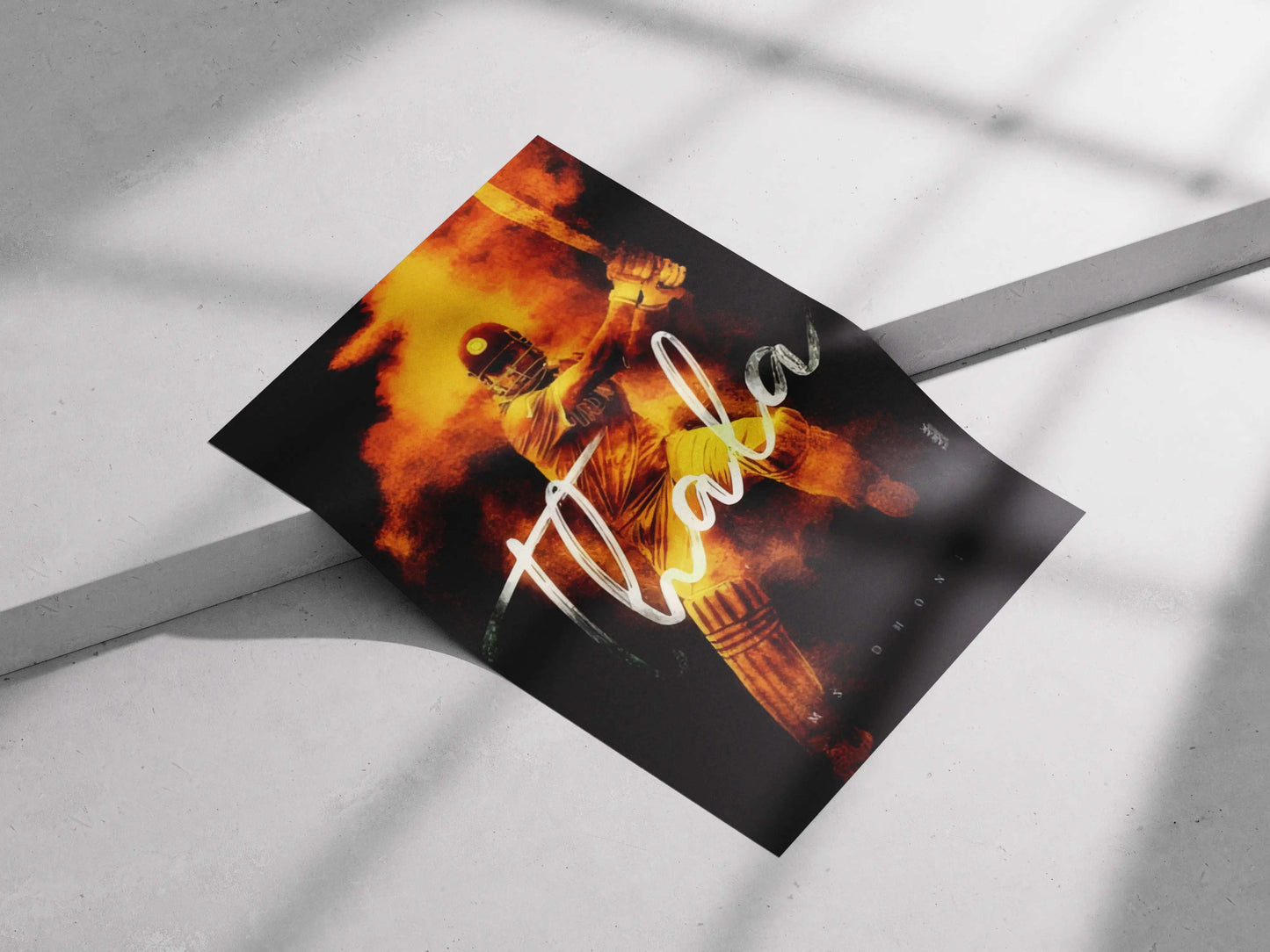 Thala Poster – MS Dhoni Fire Art Tribute | CSK Legend Cricket Wall Print