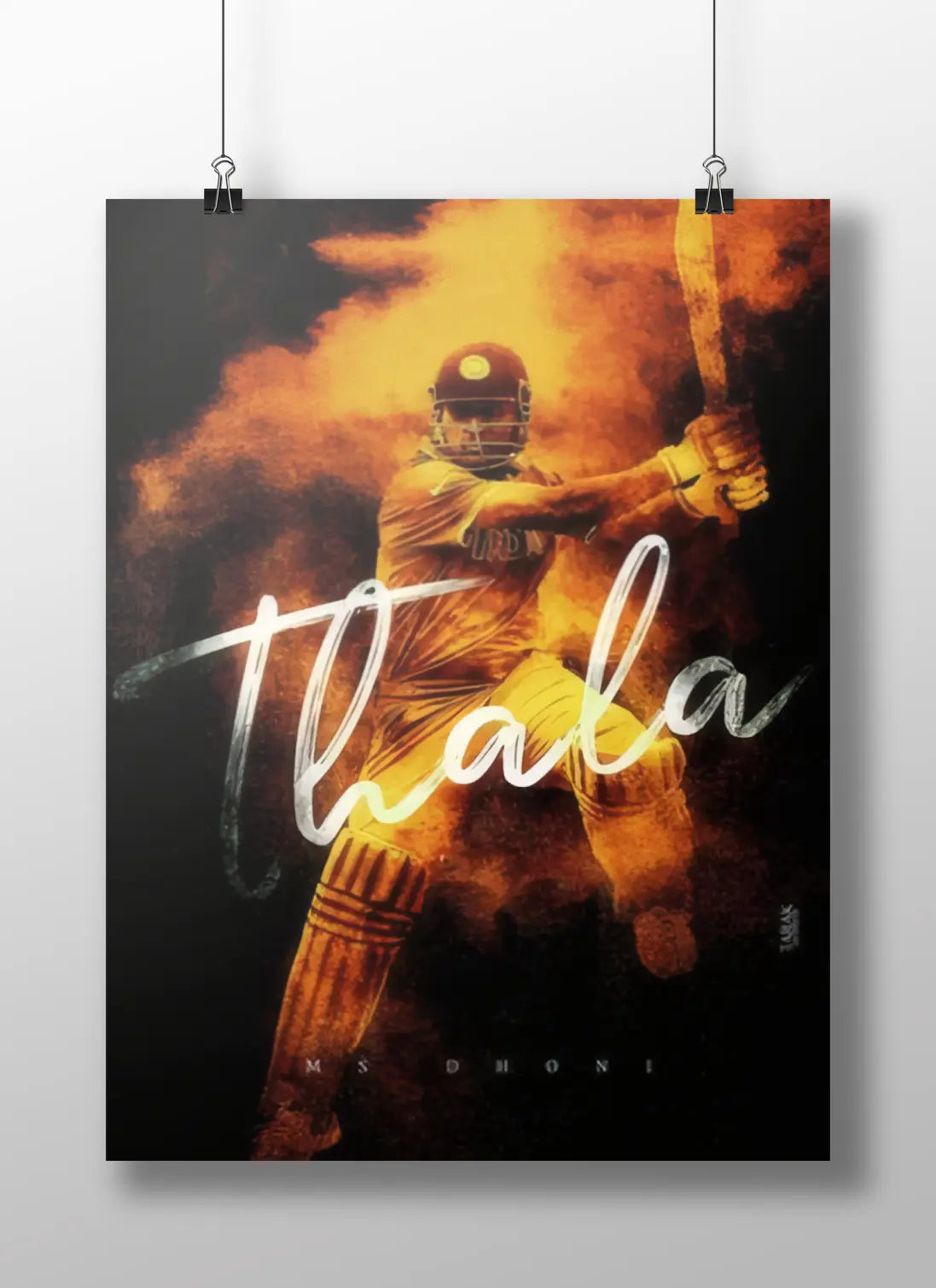 Thala Poster – MS Dhoni Fire Art Tribute | CSK Legend Cricket Wall Print