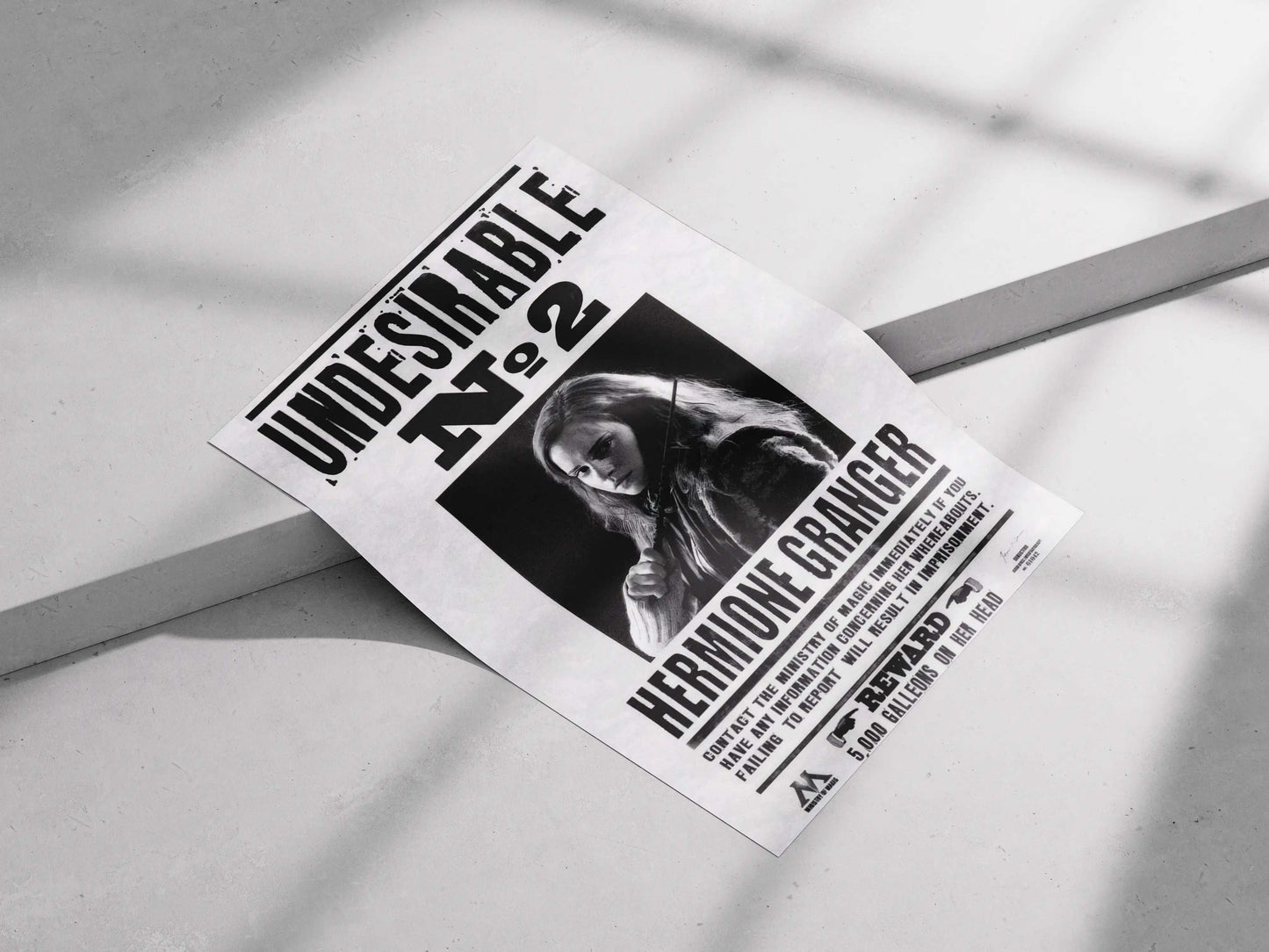 Hermione Granger "Undesirable No. 2" Harry Potter Wanted Poster - Ministry of Magic Propaganda Print