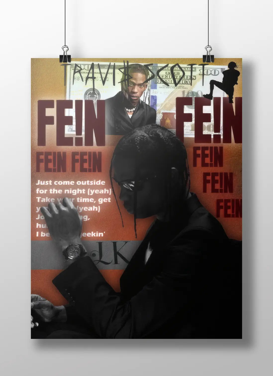 Travis Scott FE!N Poster | UTOPIA Album Art Print | Rage Aesthetic Hip-Hop Decor
