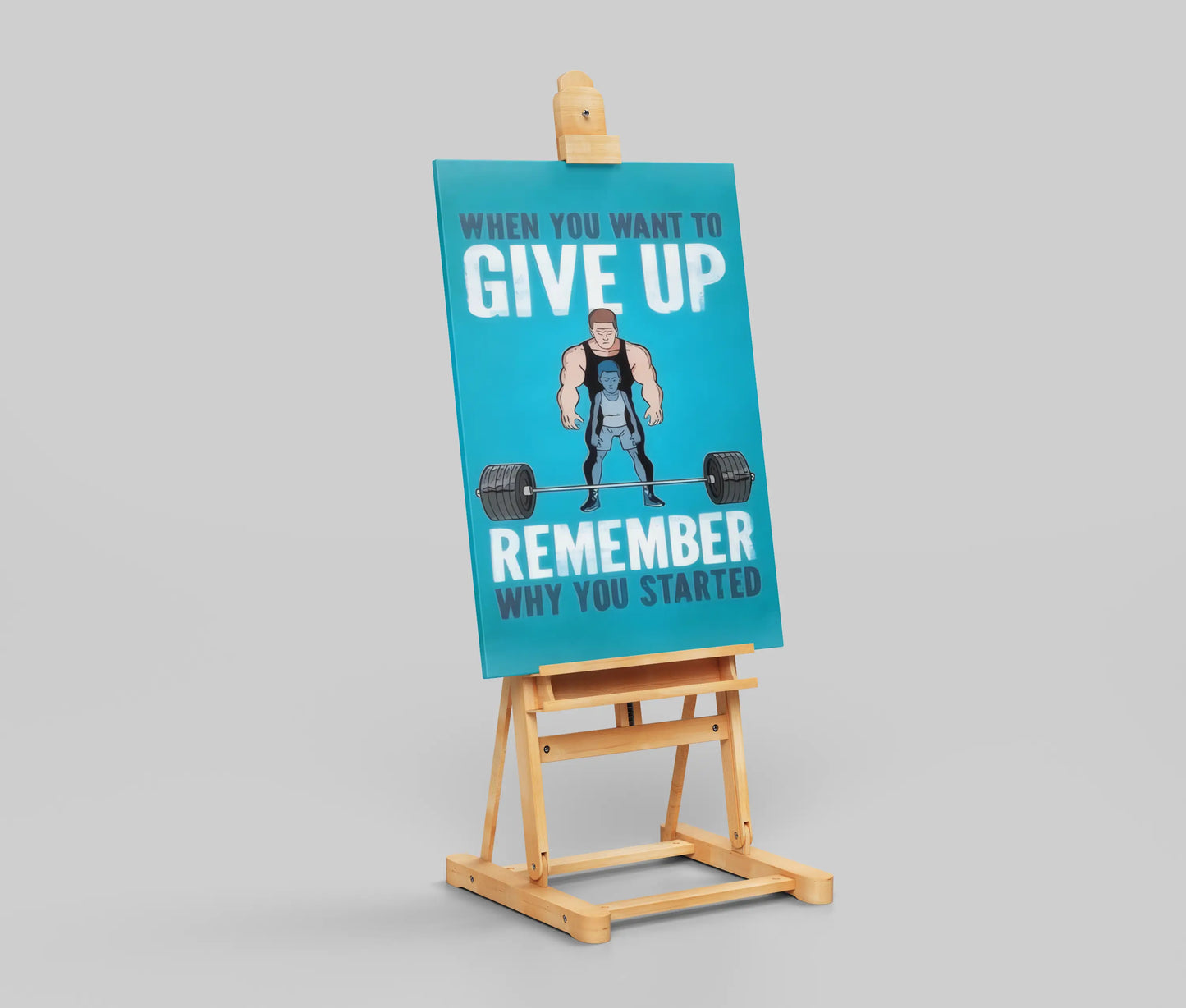 Gym Motivation Poster for Fitness | “Don’t Give Up” Cartoon Bodybuilder Wall Art